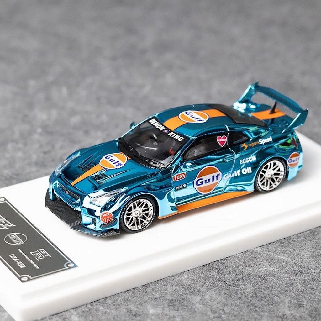 DK 1:64 Plating Blue Gulf GTR R35 RR Sports Model Diecast Metal Car New Collection
