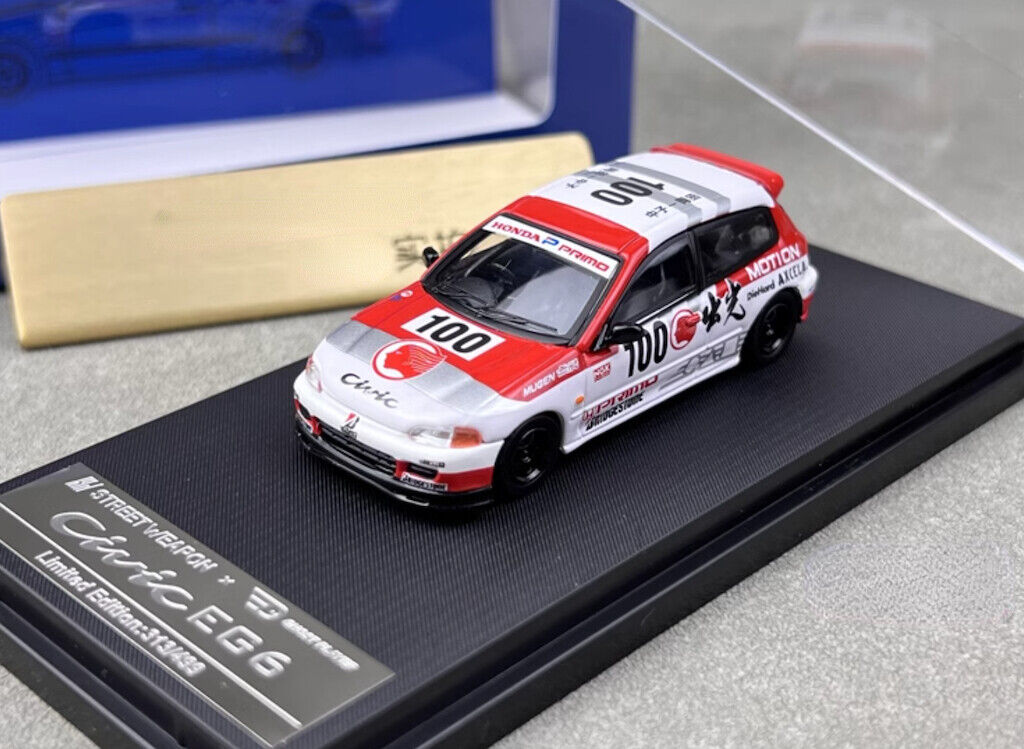 SW 1:64 JDM EG6 Civic R Hatchback Racing Sports Model Diecast Metal Car New