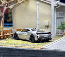 Load image into Gallery viewer, TOC 1:64 Silver 488 Pista Coupe Sports Model Diecast Metal Car New Collection
