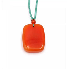 Load image into Gallery viewer, Nature Jade Red Rectangle Plaque Pendant Necklace Gift Jewelry charm Blessing
