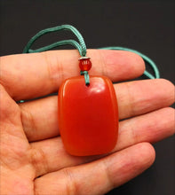 Load image into Gallery viewer, Nature Jade Red Rectangle Plaque Pendant Necklace Gift Jewelry charm Blessing
