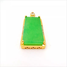 Load image into Gallery viewer, Nature Jade Retangle Fortune Pendant Necklace Gift Jewelry charm Blessing Luck b
