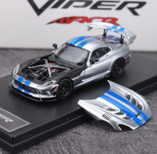 Load image into Gallery viewer, HM 1:64 Silver Blue Viper MK3 ACR Coupe Sports Model Diecast Metal Car New Collection
