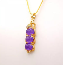 Load image into Gallery viewer, Nature Jade Purple Beans Pendant Necklace Gift Jewelry charm Blessing Lucky
