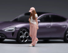 Load image into Gallery viewer, 1:64 Painted Figure Model Miniature Resin Diorama Toy Sand Pink Cap Girl Walking
