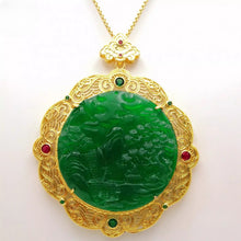 Load image into Gallery viewer, Nature Jade Green Landscape Pendant Necklace Gift Jewelry charm Blessing Lucky
