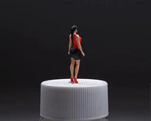 Load image into Gallery viewer, 1:64 Painted Figure Mini Model Miniature Car Scenes Resin Toy Red High Heel Lady
