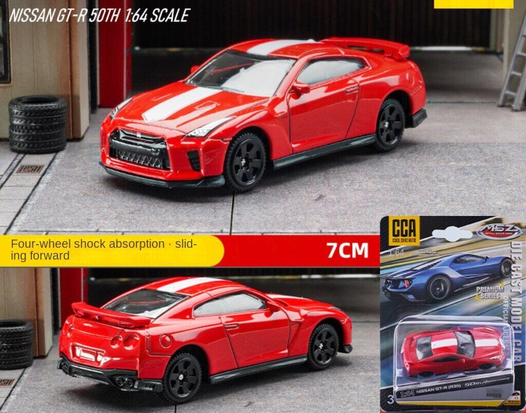 CCA 1:64 JDM Red GTR R35 Skyline Racing Sports Model Toy Diecast Metal ...