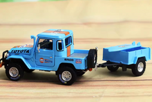 Load image into Gallery viewer, RM 1:64 Gulf Land Cruiser FJ40 Pickup Trailer Set Model Diecast Metal Car New Collection
