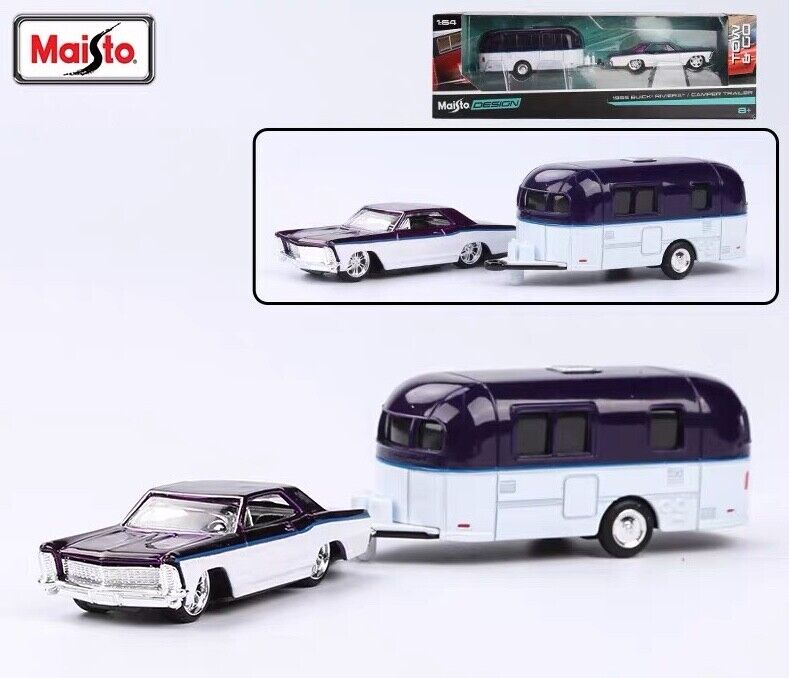 Maisto 1:64 1965 Riviera Camper Traveler Trailer Tow & Go Model Metal Car BN