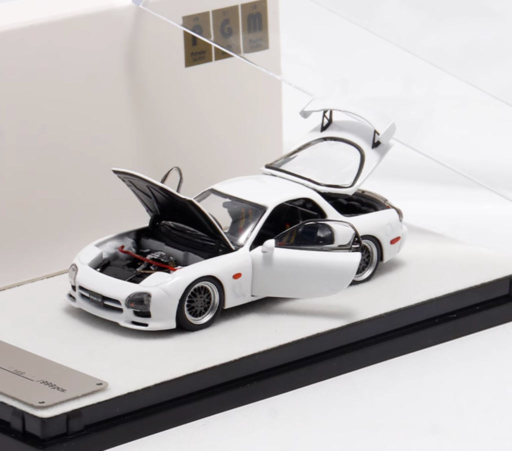 PGM 1:64 White JDM RX-7 FD3S Racing Sports Model Diecast Metal Car New Collection