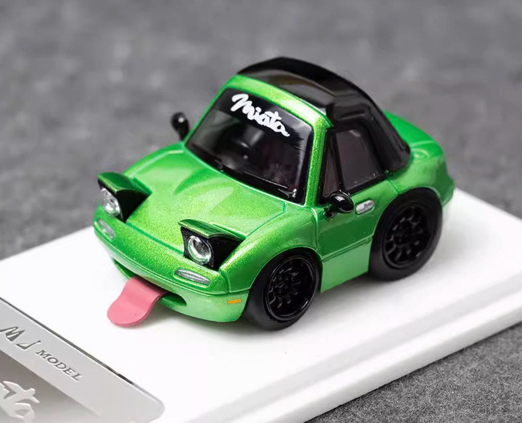 MJ 1:64 Green Miata MX5 Mini Cute Q Type Sports Model Diecast Resin Car New Collection