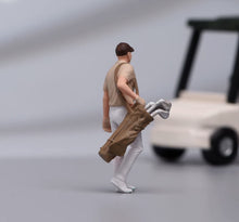 Load image into Gallery viewer, 1:64 Painted Figure Model Miniature Resin Diorama Goft Bag Walking Man Scene
