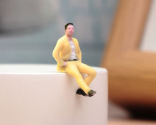 Load image into Gallery viewer, 1:64 Painted Figure Model Miniature Resin Diorama Sand Suit Man Sitting Yellow
