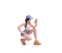 Load image into Gallery viewer, 1:64 Painted Figure Model Miniature Resin Sand Gym Fit Girl Sporty Woman Cap
