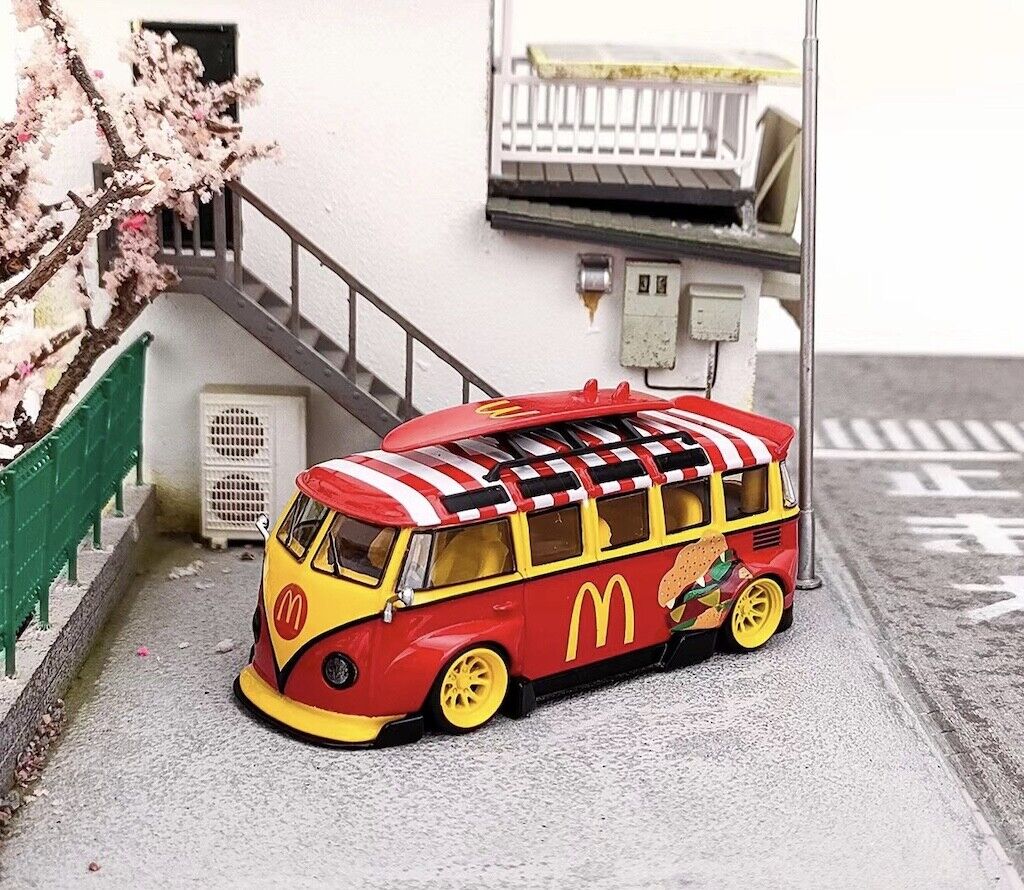 LF 1:64 Red VW T1 Van Camper RWB Kombi Sports Model Diecast Metal Car New