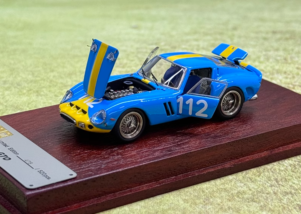 PGM 1:64 Blue 250 GTO #112 Classic Racing Sports Model Diecast Metal Car New