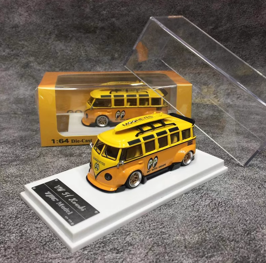 TPC 1:64 Yellow VW T1 Kombi Van Moon Eyes Camper Model Diecast TPC 1:64 Yellow VW T1 Kombi Van Moon Eyes Camper Model Diecast