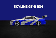 Load image into Gallery viewer, TM 1:64 FNF Silver Blue Skyline GTR R34 Sports Model Diecast Metal Car New Collection
