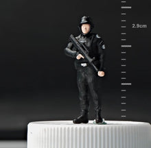 Load image into Gallery viewer, 1:64 Painted Figure Mini Model Miniature Resin Diorama Sand SWAT Policeman Toy
