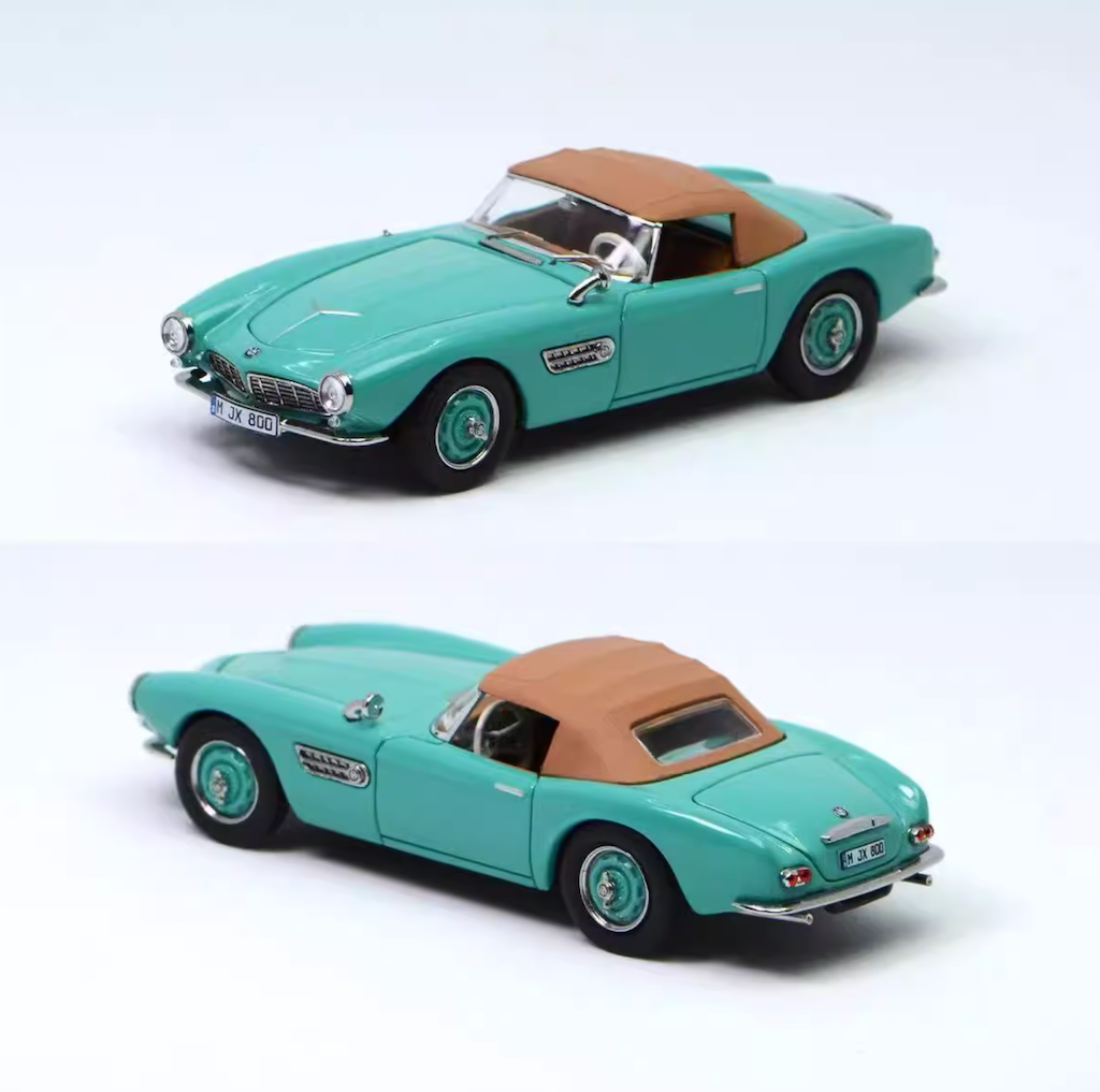 GFCC 1:64 Green 1957 507 Soft Top Classic Sport Model Diecast Metal Car New Collection