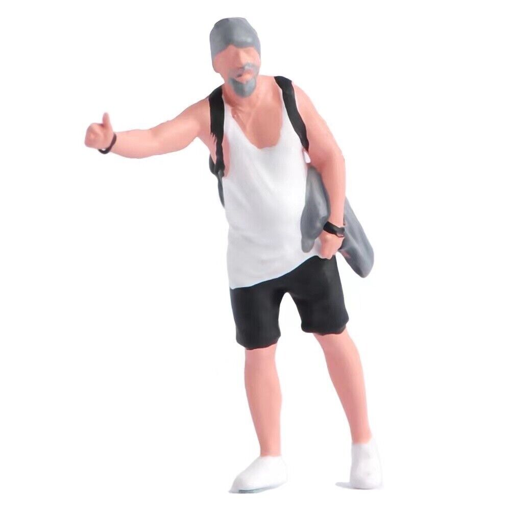 1:64 Painted Figure Model Miniature Resin Diorama Sand Backpack Man Standing Toy New Collection