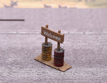 Load image into Gallery viewer, 1:64 Painted Figure Model Miniature Resin Diorama Oil Drum Road Sign Bench Set
