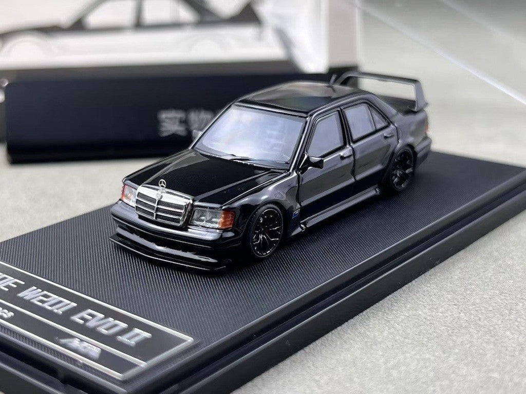 HKM 1:64 Black 190E W201 2.5-16 Evo II Sedan Sport Model Diecast Metal Car New Collection