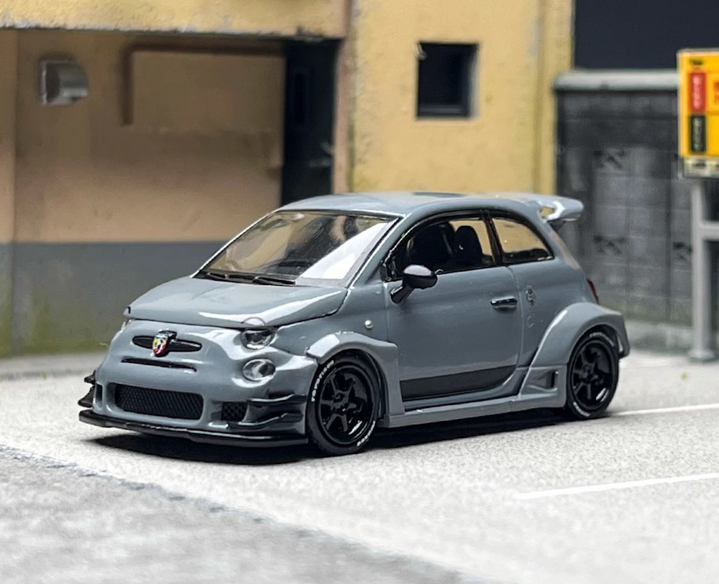 MINIGT 1:64 Gray Abarth 595 LB Works ABAS Sports Model Diecast Metal Car New Collection