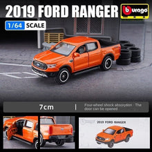 Load image into Gallery viewer, Bburago 1:64 Orange 2019 Ford Ranger Pick Up Truck Model Toy Diecast Metal Car BN
