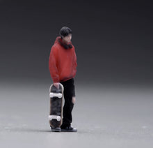 Load image into Gallery viewer, 1:64 Painted Figure Model Miniature Resin Sand Boy with Skate Board in Red Cool
