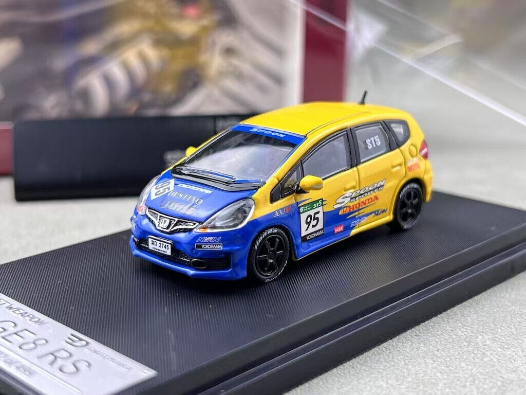 SW 1:64 JDM Spoon Fit Jazz GE8 RS Racing Sports Model Diecast Metal Car New Collection