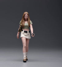 Load image into Gallery viewer, 1:24 Painted Figure Model Miniature Resin Diorama Brown Curly Hair Walking Girl
