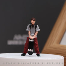 Load image into Gallery viewer, 1:24 Painted Figure Model Miniature Resin Diorama Sand Skating Boy Skateboard
