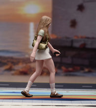Load image into Gallery viewer, 1:24 Painted Figure Model Miniature Resin Diorama Brown Curly Hair Walking Girl
