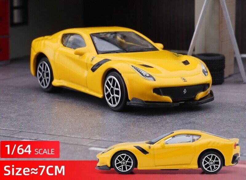 Bburago 1:64 Yellow Ferrari F12 TDF Racing Sports Model Toy Diecast Metal Car
