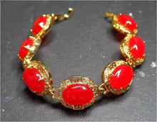 Load image into Gallery viewer, Nature Jade Beaded Bracelet Jewelry Blessing Lucky Fortune Gift For Her Red bb
