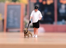 Load image into Gallery viewer, 1:64 Painted Figure Model Miniature Resin Diorama Sand Camera Walking Dog Man
