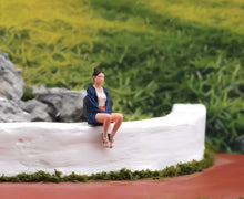 Load image into Gallery viewer, 1:64 Painted Figure Model Miniature Resin Diorama Sand Sitting Casual Girl Lady
