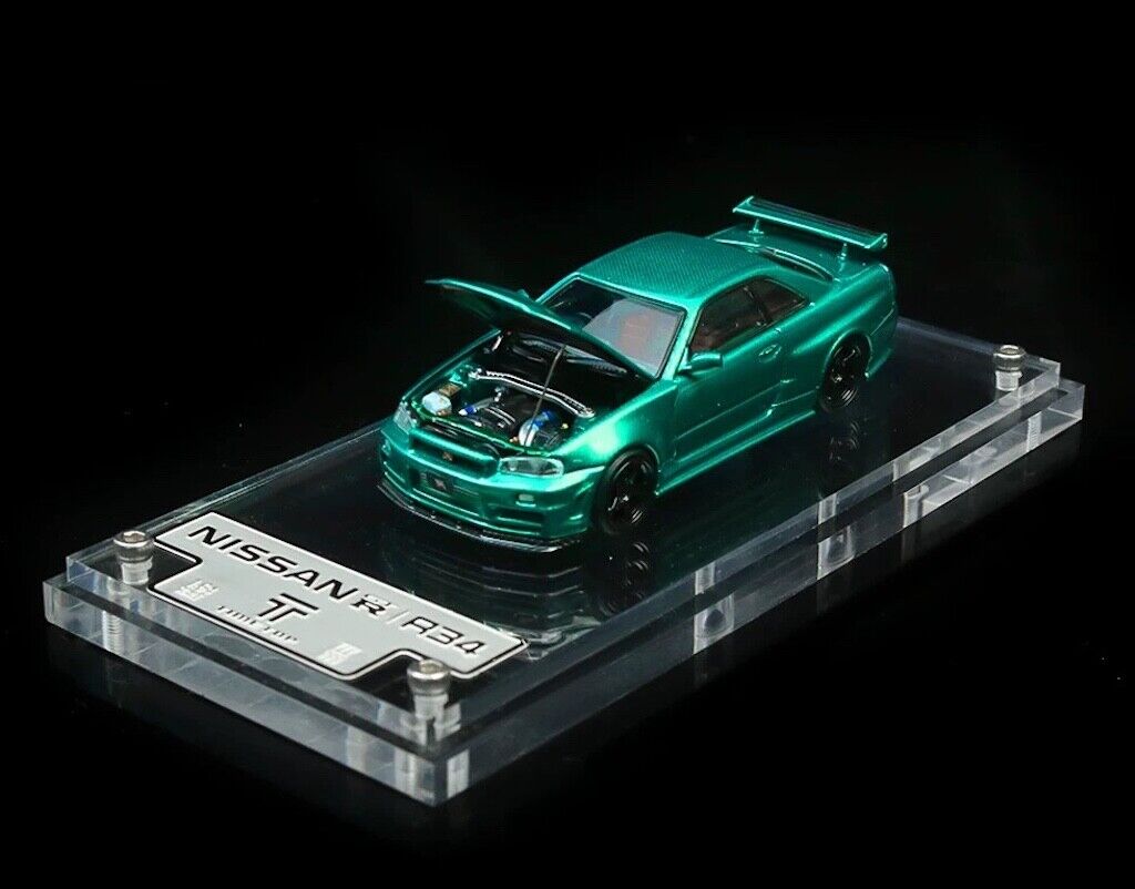Timetop 1:64 Green Carbon Skyline GTR R34 Z-Tune Model Diecast Metal Car New Collection