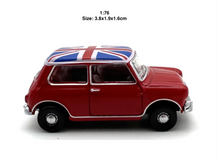 Load image into Gallery viewer, OXFORD 1:76 Red Austin Mini UK Flag Classic Coupe Sports Model Diecast Metal Car New
