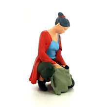Load image into Gallery viewer, 1:64 Painted Figure Mini Model Miniature Resin Diorama Toy Lady Flipping Bag Red
