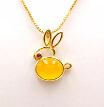 Load image into Gallery viewer, Nature Jade Cute Rabbie Pendant Necklace Gift Jewelry charm Blessing Lucky b
