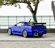 Load image into Gallery viewer, Inno 1:64 Blue Skyline GTR R34 V-Spec Mines Sports Model Diecast Metal Car New Collection
