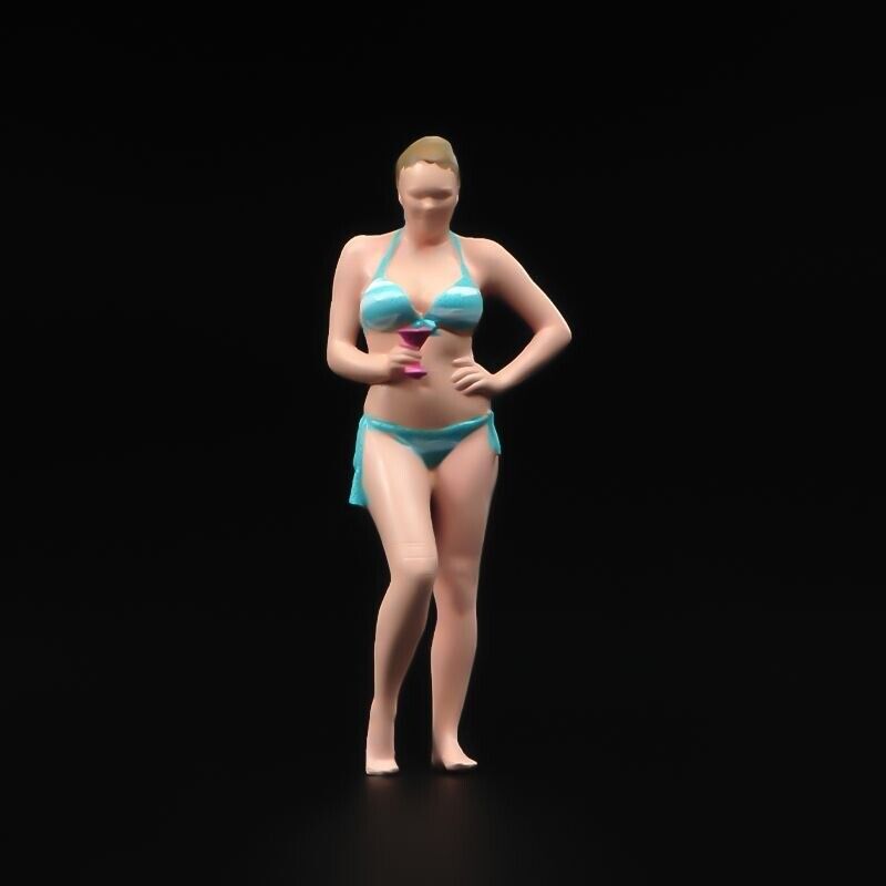 1:64 Painted Unpainted Figure Model Miniature Resin Diorama Toy Bikini Lady Wine New