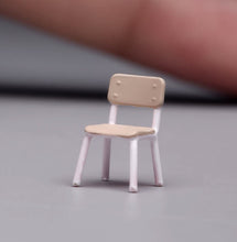 Load image into Gallery viewer, 1:64 Painted Figure Model Miniature Resin Sand Uniform Girl Desk Chair Set
