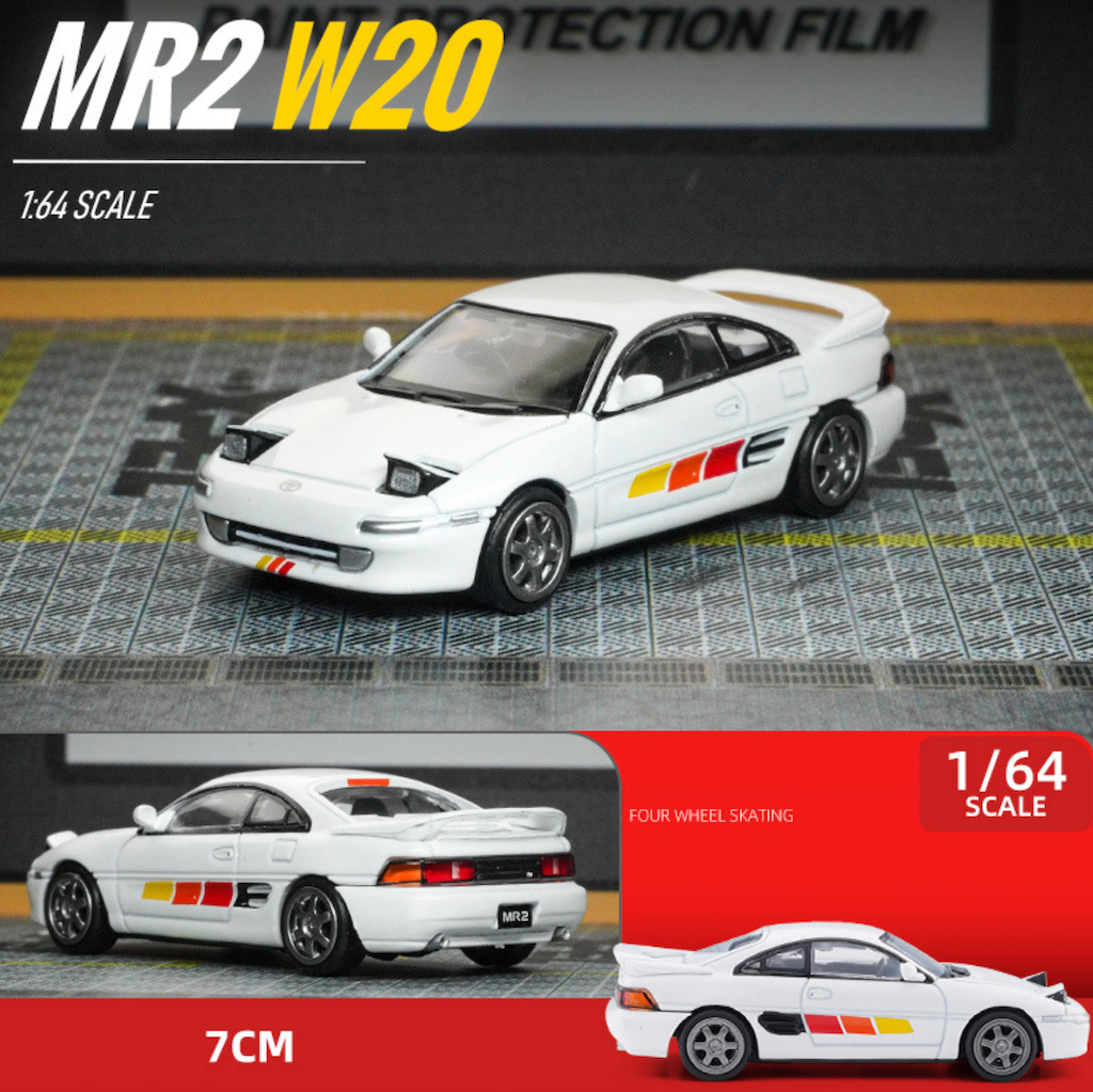 1:64 JDM White Toyota MR2 W20 Racing Sports Model Toy Diecast Metal Car BN