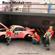 Load image into Gallery viewer, 1:64 Painted Figure Mini Model Miniature Resin Diorama Car Repairman Repair Red
