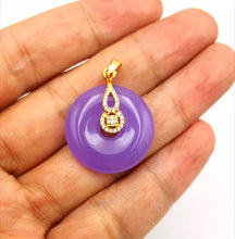 Load image into Gallery viewer, Nature Jade Puprle Round Fortune Pendant Necklace Gift Jewelry charm Blessing
