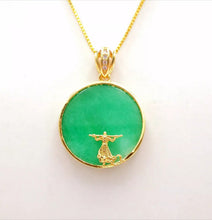 Load image into Gallery viewer, Nature Jade Peace Round Pendant Necklace Gift Jewelry charm Blessing Jewelry new
